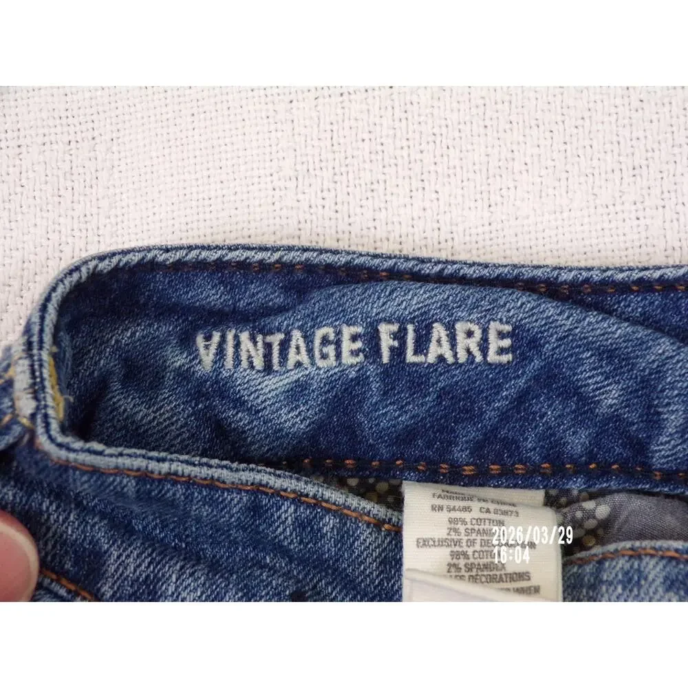 American Eagle VINTAGE FLARE Jeans Size 2 Reg Low Rise Y2K Distressed 2010 Retro - Picture 5 of 16